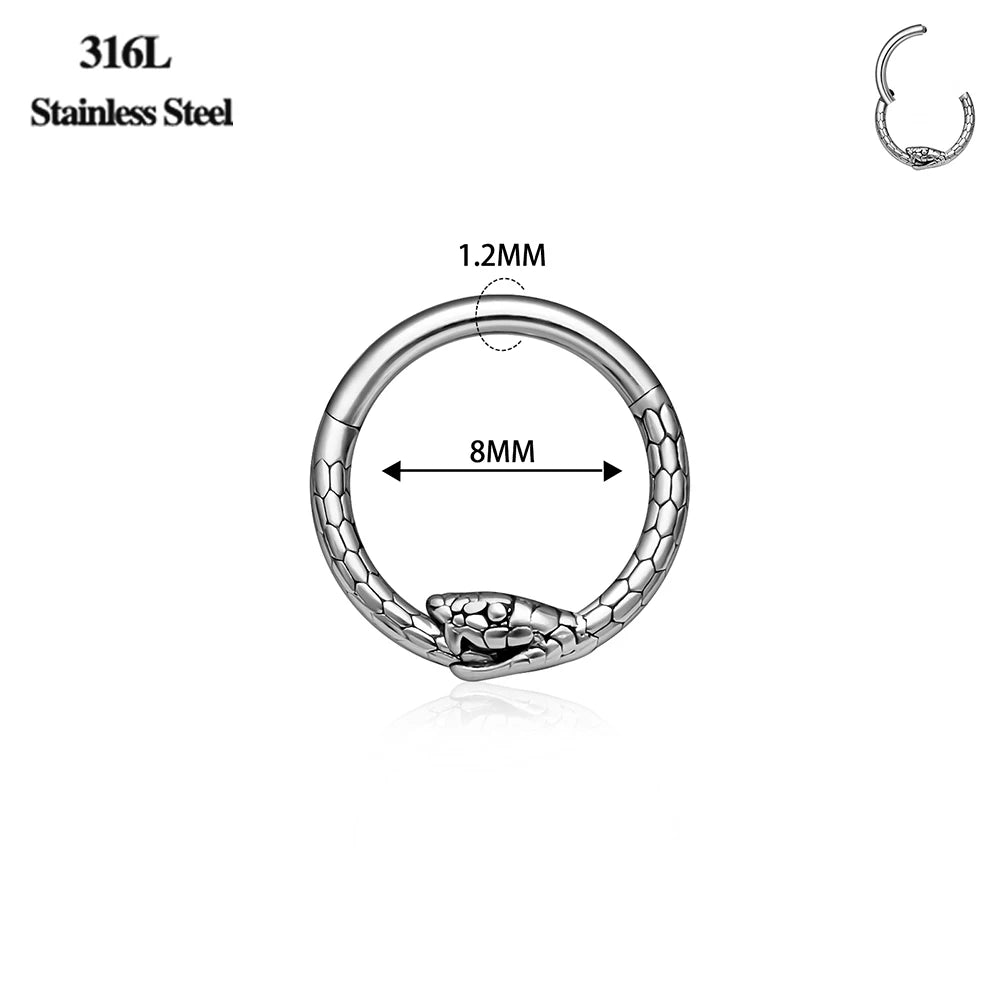 Edelstahl Runde Schlangenasenringe 16G Tragus Helix Conch Daith Knorpel Ohrringe Hoop Septum Clicker Piercing Schmuck