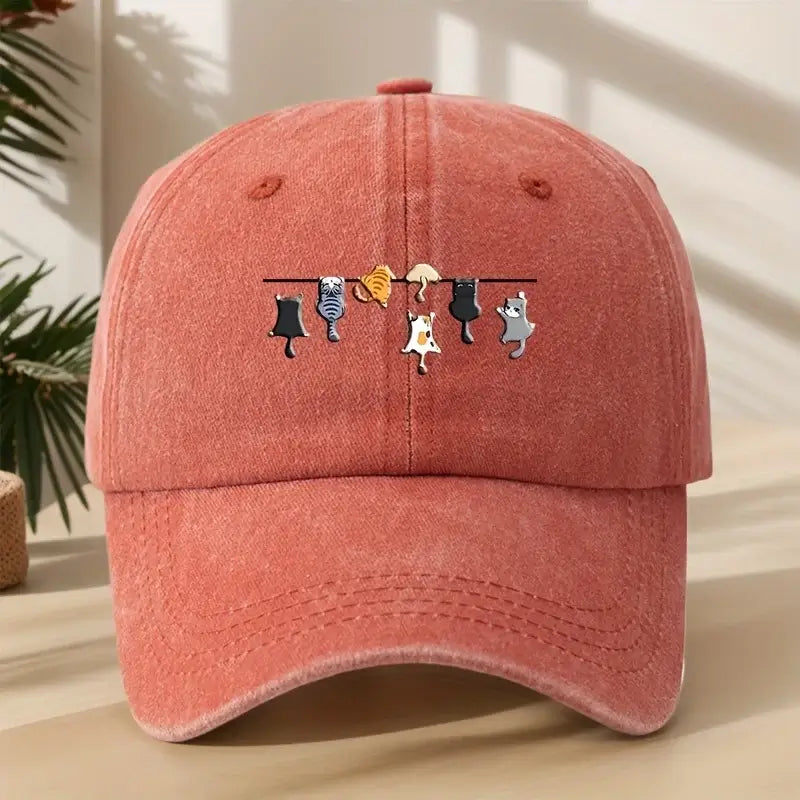 Katzen Baseballkappe – Vintage Unisex Cap mit Stickerei