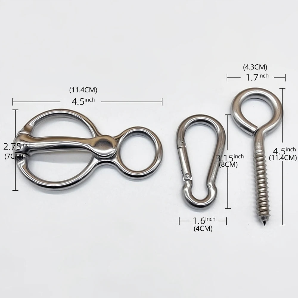 Edelstahl-Pferdebindering - Schnellverschluss-Pferdebindeknoten, Langlebiges Pferdegeschirr mit Karabiner & Ösenschraube, Einfach zu Installieren für