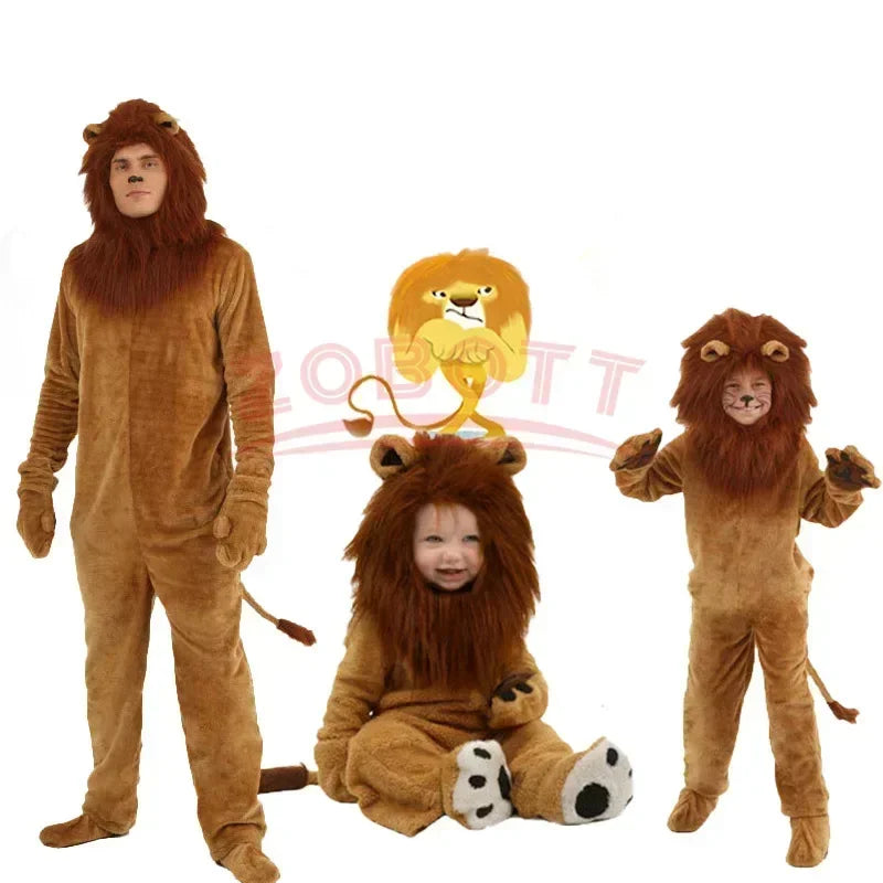 Löwe Kostüm Tier Halloween Karneval Party Pelzigen Cosplay Kostüme Onesie Kind Rolle Spielen Overall Kigurumi Body