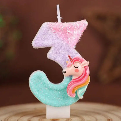 Einhorn Zahlenkerzen für Kindergeburtstag 0–9