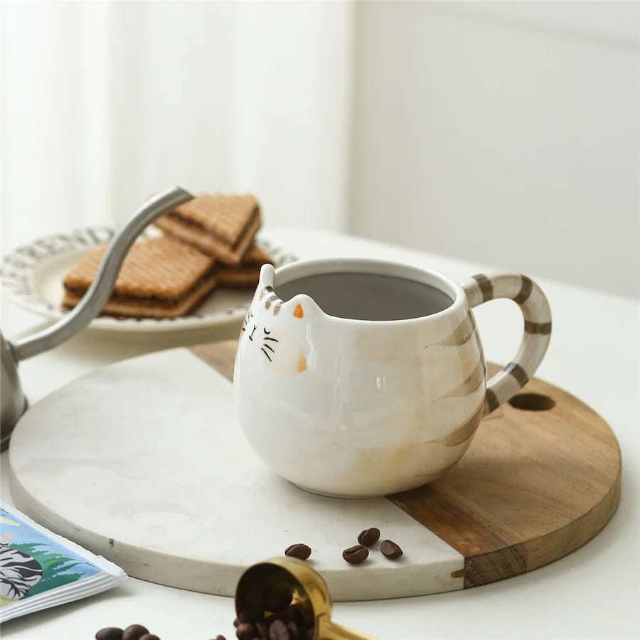 Keramiktasse mit Katzenmotiv Kreativer Becher