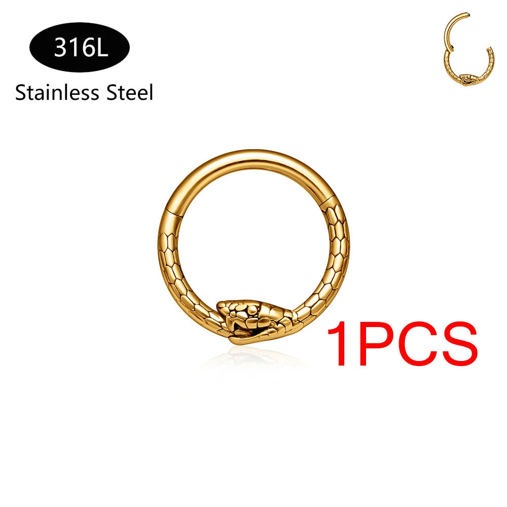 Edelstahl Runde Schlangenasenringe 16G Tragus Helix Conch Daith Knorpel Ohrringe Hoop Septum Clicker Piercing Schmuck