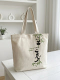 Damenhandtasche mit Tiermuster, große Kapazität, Canvas-Umhängetasche, lässige Einkaufstasche für den Arbeitsweg