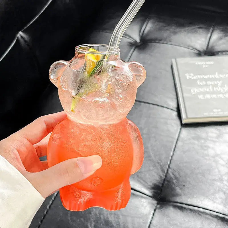Bären Glasbecher mit Strohhalm Petoria