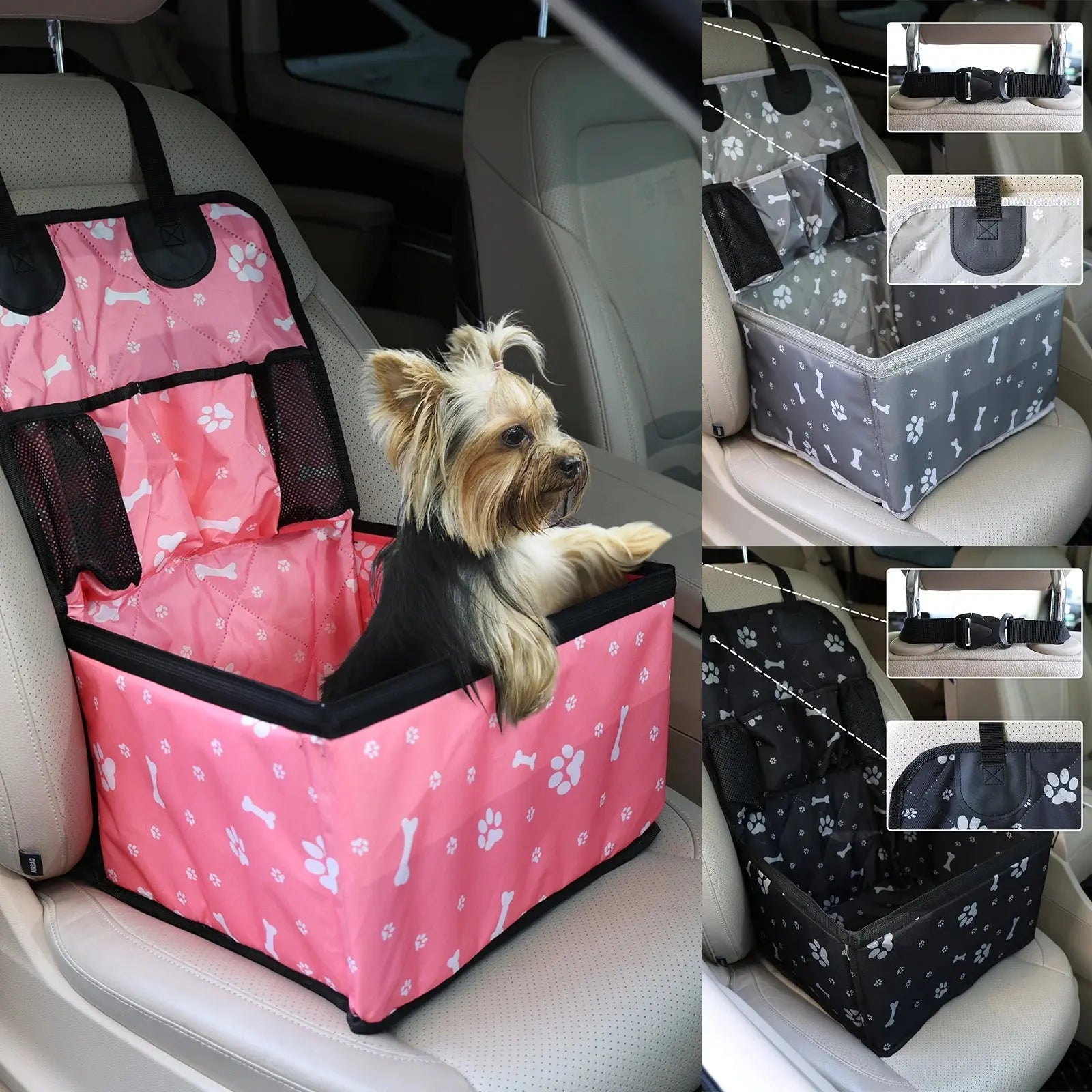 🐾 Petoria® Hunde-Autositz mit Aufbewahrungstaschen – Wasserdichter Autositz für kleine &amp; mittelgroße Hunde Petoria