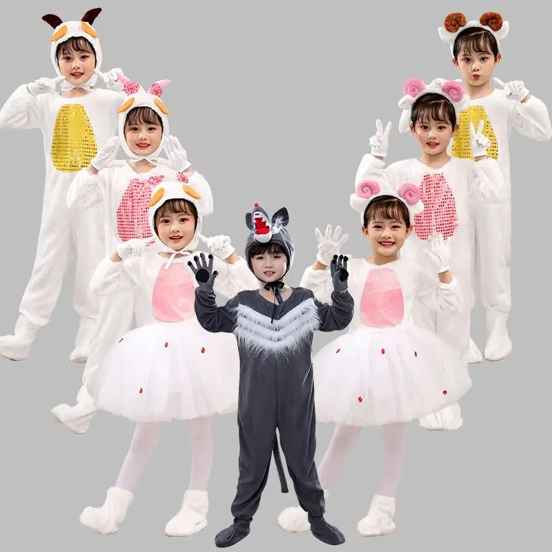 Kinder Tier Kostüm Halloween kleines Lamm und große böse Wolf Doc McStuff ins Cartoon Tier Cosplay Kostüme Schaf Kleinkinder Kleidung