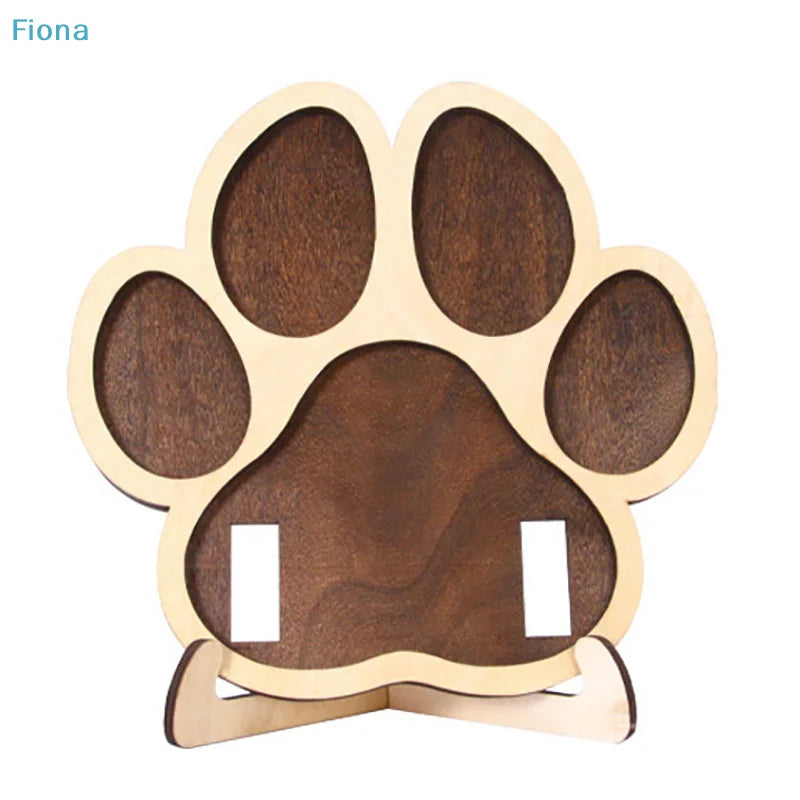 ♤Paw-Shaped Pet Photo Frame - Wooden Multi-Photo Display with Collar Holder for Cat/Dog Lovers Petoria Store