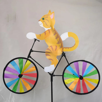 Animal Riding Three-dimensional Cartoon Modelling Windmill Creative Bicycle Wind Spinners Standing Pole Garden Yard Decoration Petoria Store