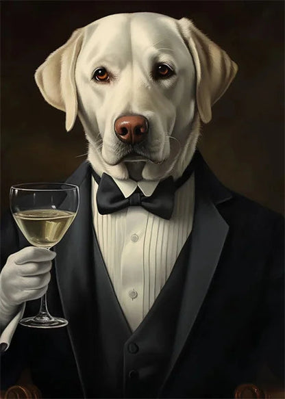 Animal Dog Portrait Art Canvas Painting Dog Dressed King Funny Posters and Prints Wall Art Pictures for Home Living Room Decor Petoria Store