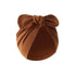 Baby turban hat with a large bow in warm brown cotton, soft and comfortable beanie for babies, ideal for everyday wear and gifts - SKU: 14:202529808