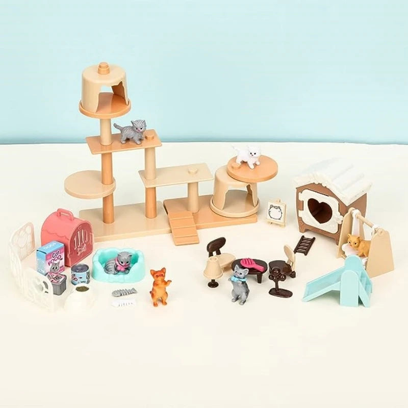 Lernfiguren-Set für Kinder, 43-teilig, Tiertiere, 6 Katzen, mehrfarbig