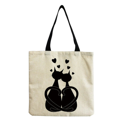 Cartoon Cute Dinosaur Printed Tote Linen Personality Girl Shoulder Bag Large Capacity Travel Storage Packs Women Shopping Bag Petoria Store