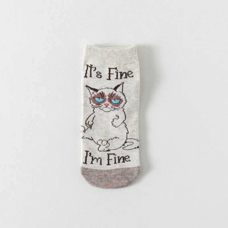 1/5 Paar lustige Tiersocken für Damen und Mädchen, niedliche Katzensocken, bunte, lustige Socken für Tierliebhaber, atmungsaktive Baumwollsocken