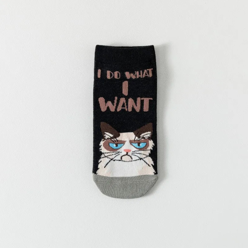 1/5 Paar lustige Tiersocken für Damen und Mädchen, niedliche Katzensocken, bunte, lustige Socken für Tierliebhaber, atmungsaktive Baumwollsocken