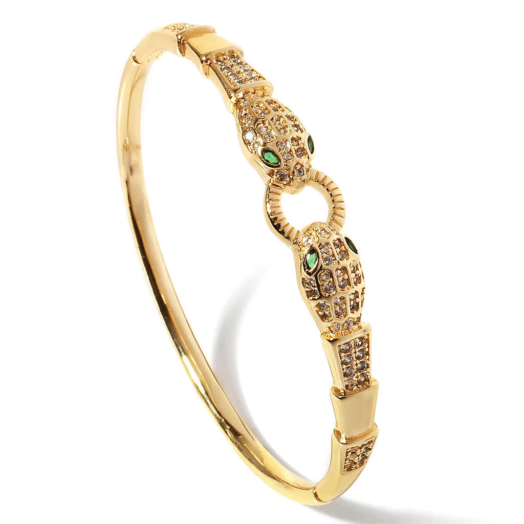 Trendy Edelstahl Goldene Schlange Eule Zirkonia Armband Für Frauen Klassische Tiere Armreifen Schmuck Zubehör Sommer Als Geschenk