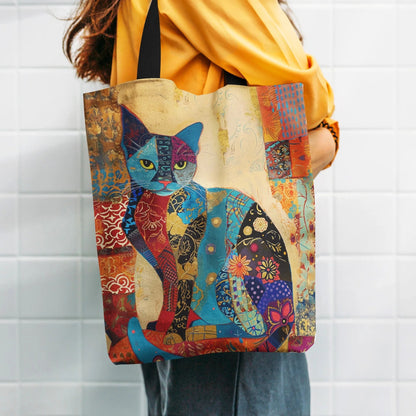 Floral Cat Pattern Tote Bag, Aesthetic Canvas School Shoulder Bag, Lightweight Grocery Shopping Bag Petoria Store