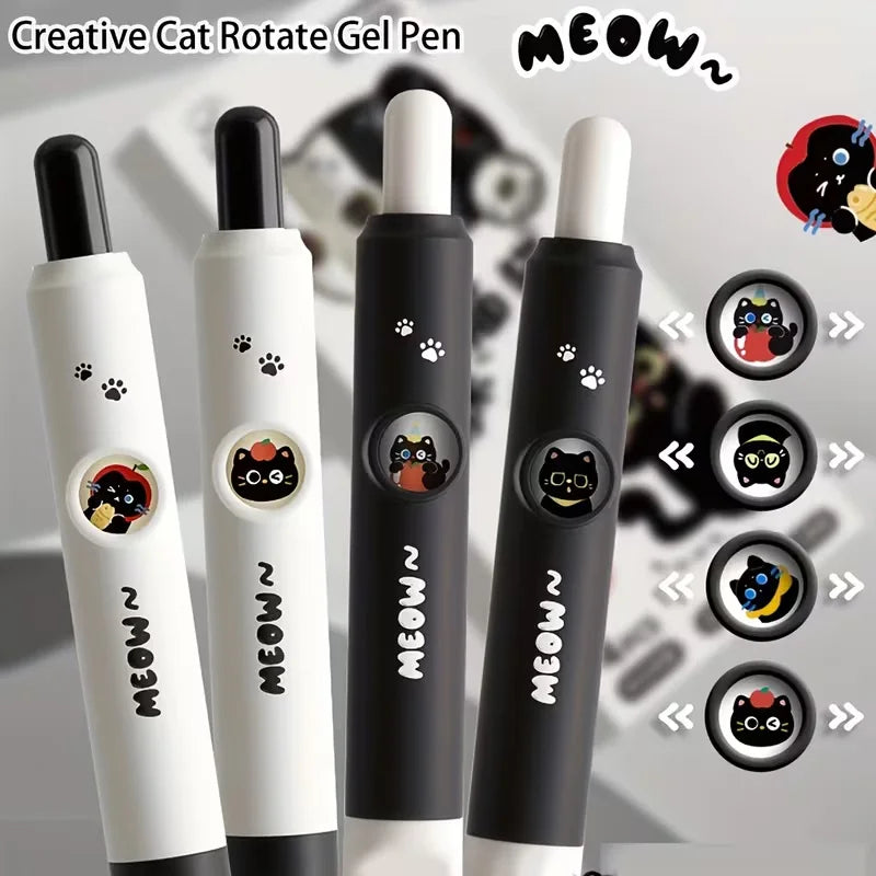 4 Stück Kawaii-Katzenstifte, Pfote 0,5 mm, schnell trocknend, schwarze Tinte, glattes Schreiben, einziehbare Stifte, Schule, Journaling, Geburtstag, Weihnachten, Geschenk ﻿