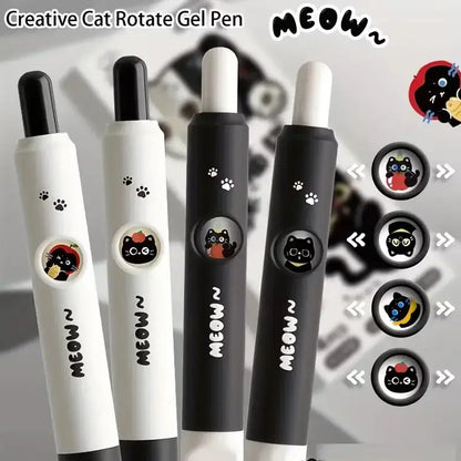 Gelstifte Katzenmotiv Set 4er in verschiedenen Farben mit kreativen Katzen-Designs und rotierbaren Spitzen.