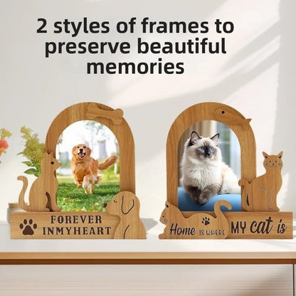 Commemorative Ornaments Wood Pet Photo Frame Handmade Dog/Cat Shape Cat Keepsake Frame Cartoon Pet Photo Display Bedroom Display Petoria Store