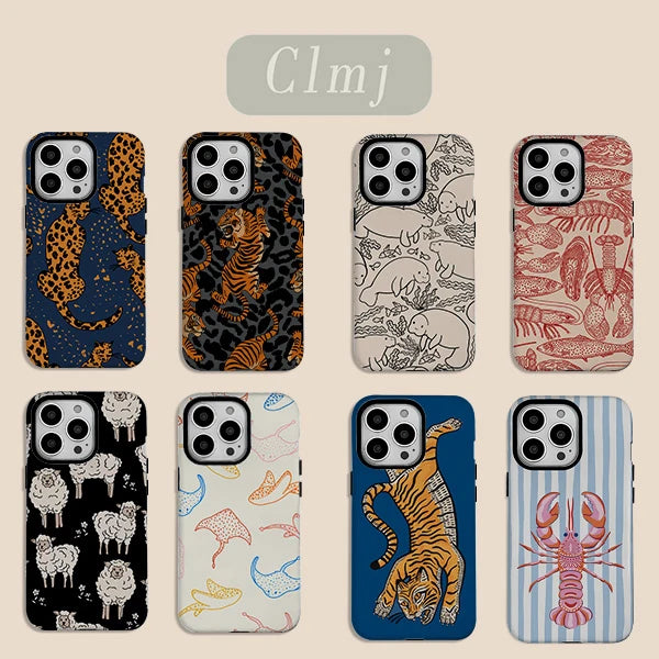 Luxuriöse Clmj süße Tiere Handyhülle für iPhone 17 16e 16 15 14 13 12 11 X XS XR XSMAX Air Pro Max Plus Doppelschicht-Abdeckung