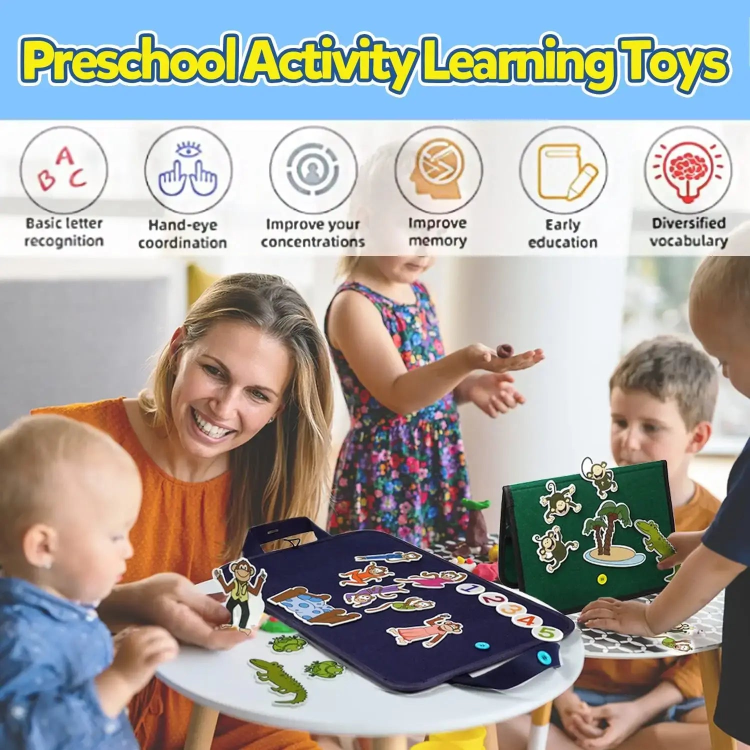 📚 Petoria™ Montessori Filz Lernboard