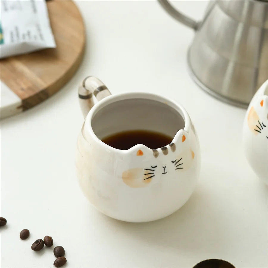 Keramiktasse mit Katzenmotiv Kreativer Becher