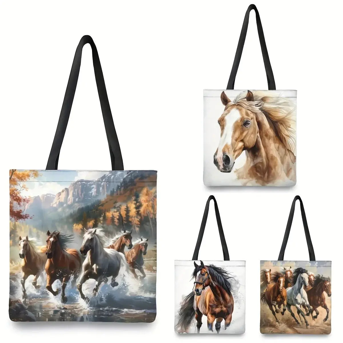 Premium Tragetasche mit Pferde Motiv aus Leinen Petoria