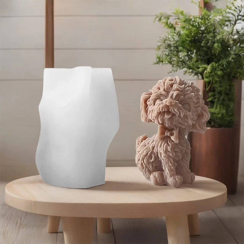 Niedlicher Hund Aromatherapie Kerze Silikonform DIY Tier Teddy Hund Kerze Gips Tropfen Kerze Silikonform
