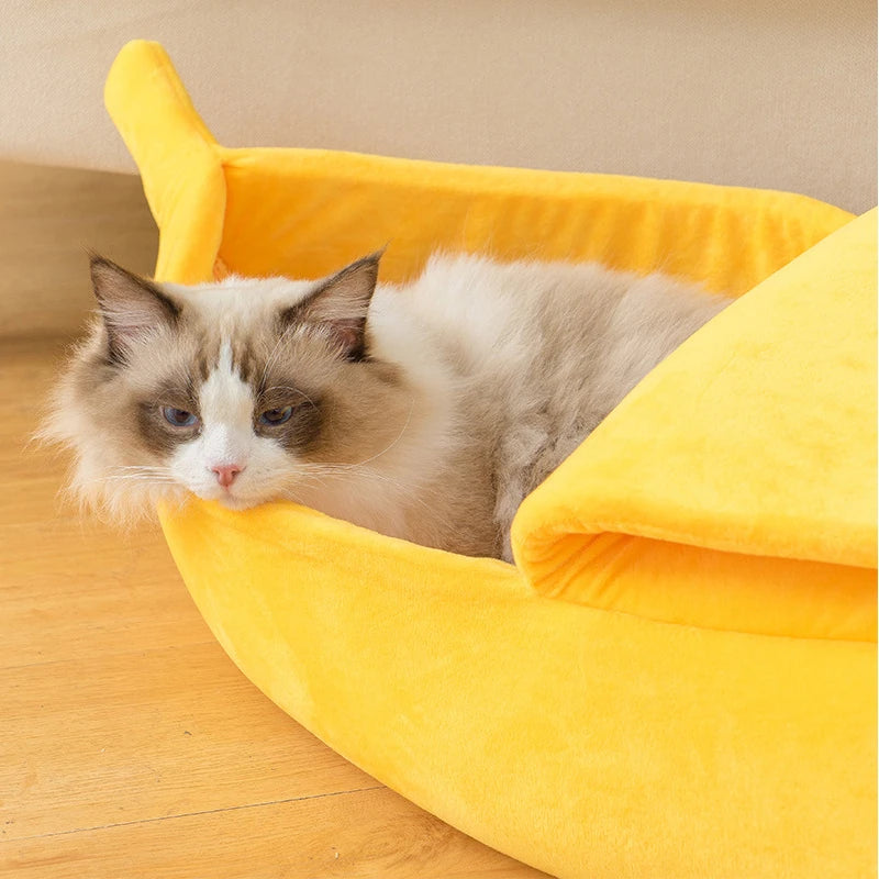 Bananen-Katzenbett, Haus für den Winter, lustig, niedlich, gemütlich, Katzenmatte, Betten, warm, langlebig, tragbar, Haustierkorb, Zwinger, Hundekissen, Katzenzubehör