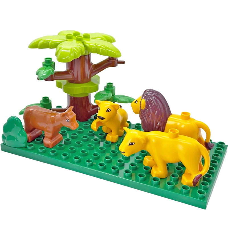 Pädagogische große Bausteine, Tierspielzeug – Elefant, Giraffe, Hai, Ozean, Wald, Szenenset für Kinder, Lernen und Anerkennung