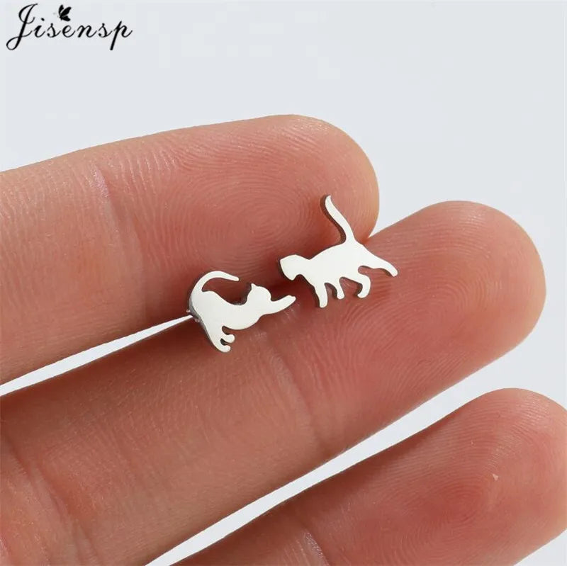 Mehrere Mini-Edelstahl-Tierohrringe für Frauen, Niedliche Hunde-, Dinosaurier-, Hasen-, Papageien-Ohrringe, Eulen-Ohrstecker, Schmuck Großhandel
