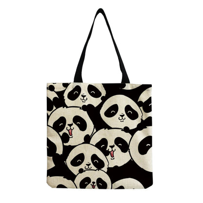Cartoon Cute Dinosaur Printed Tote Linen Personality Girl Shoulder Bag Large Capacity Travel Storage Packs Women Shopping Bag Petoria Store
