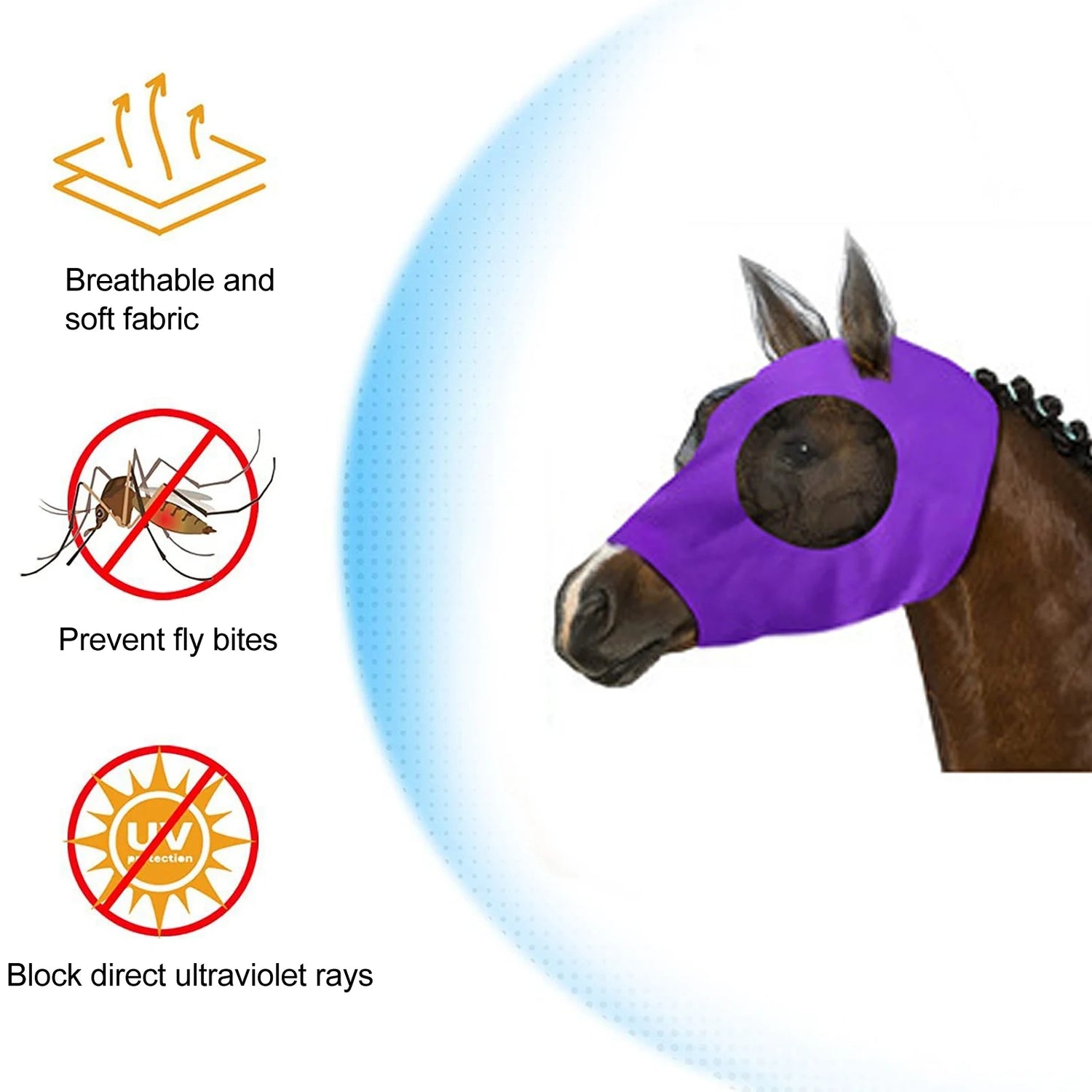 Pferde-Fliegenmaske mit Ohren- und UV-Schutz