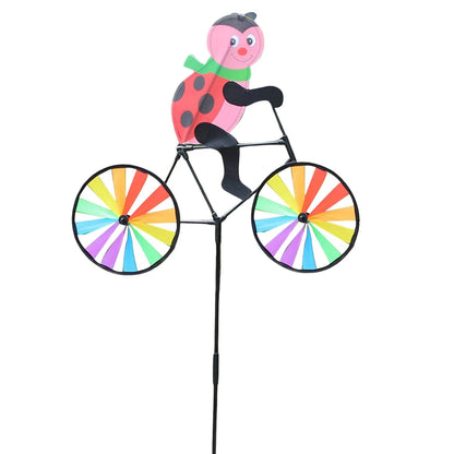 Cute 3D Animal on Bike Windmill Yard Art Whirly Garden Stakes Decorations for Holiday Garden Decoration Petoria Store