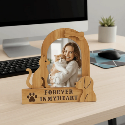 Commemorative Ornaments Wood Pet Photo Frame Handmade Dog/Cat Shape Cat Keepsake Frame Cartoon Pet Photo Display Bedroom Display Petoria Store