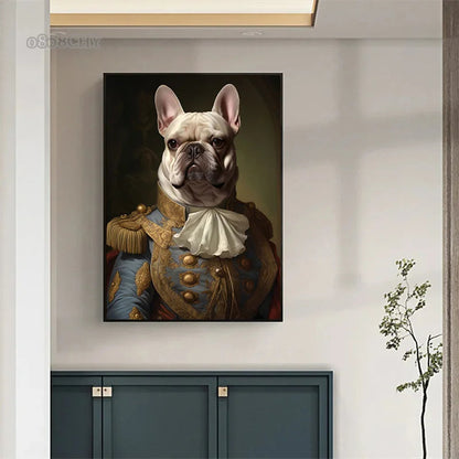 Animal Dog Portrait Art Canvas Painting Dog Dressed King Funny Posters and Prints Wall Art Pictures for Home Living Room Decor Petoria Store