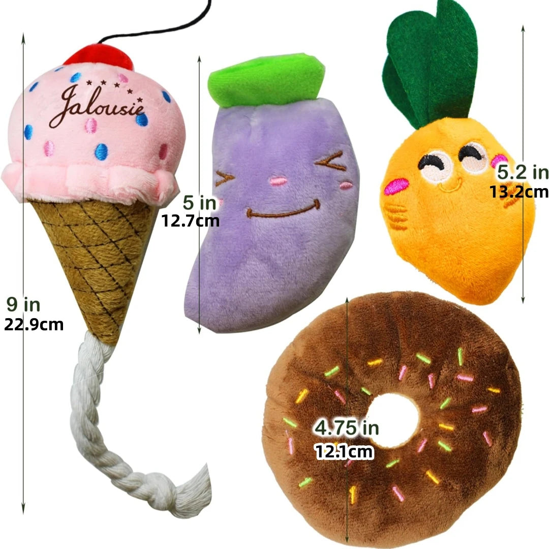 12-teiliges Set aus Plüschtier-Hundespielzeug, Quietschspielzeug für Hunde, süßes Haustier-Plüschspielzeug, gefülltes Zähspielzeug für Welpen, geeignet für kleine und m