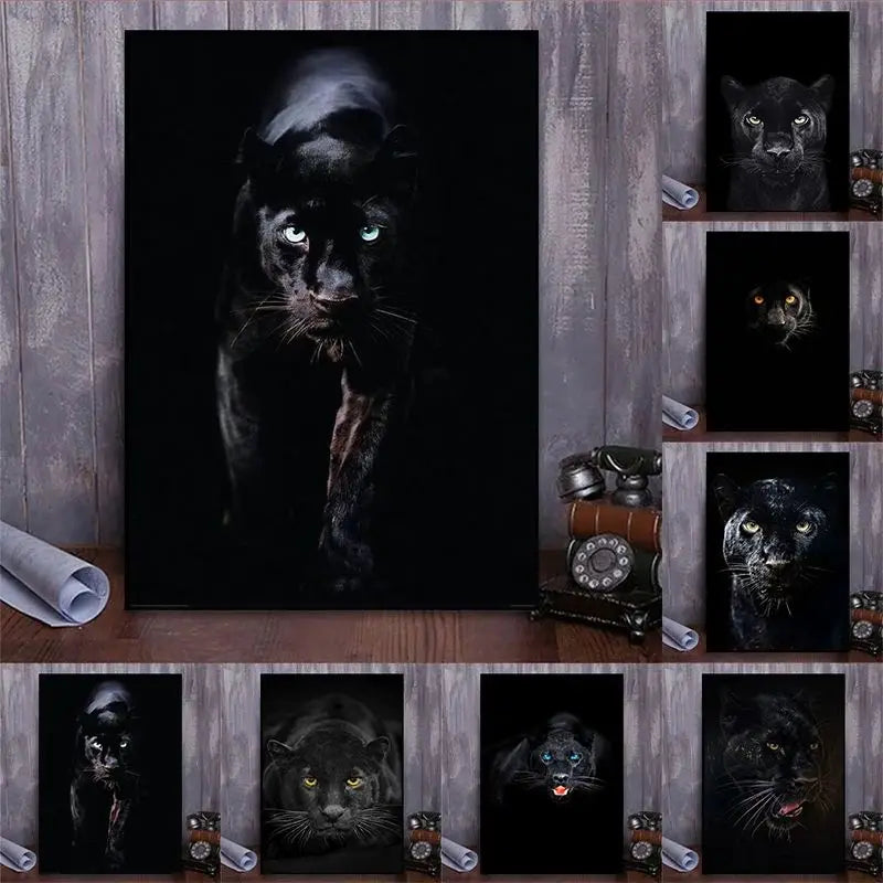 Canvas Painting Animal Art Black Panther Feline Wildlife Posters and Prints Wall Art Picture for Living Room Home Decor Cuadros Petoria Store