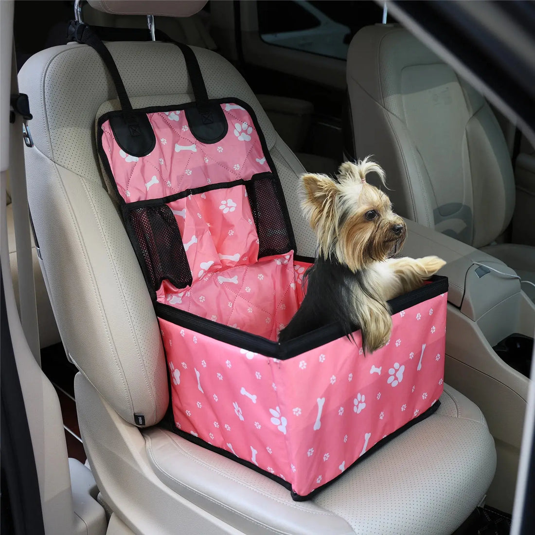 🐾 Petoria® Hunde-Autositz mit Aufbewahrungstaschen – Wasserdichter Autositz für kleine &amp; mittelgroße Hunde Petoria