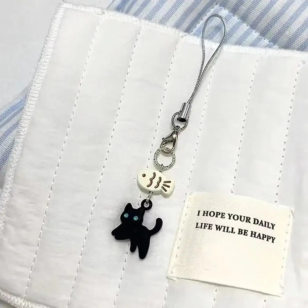 Süße schwarze Katze Schlüsselanhänger