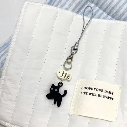 Süße schwarze Katze Schlüsselanhänger