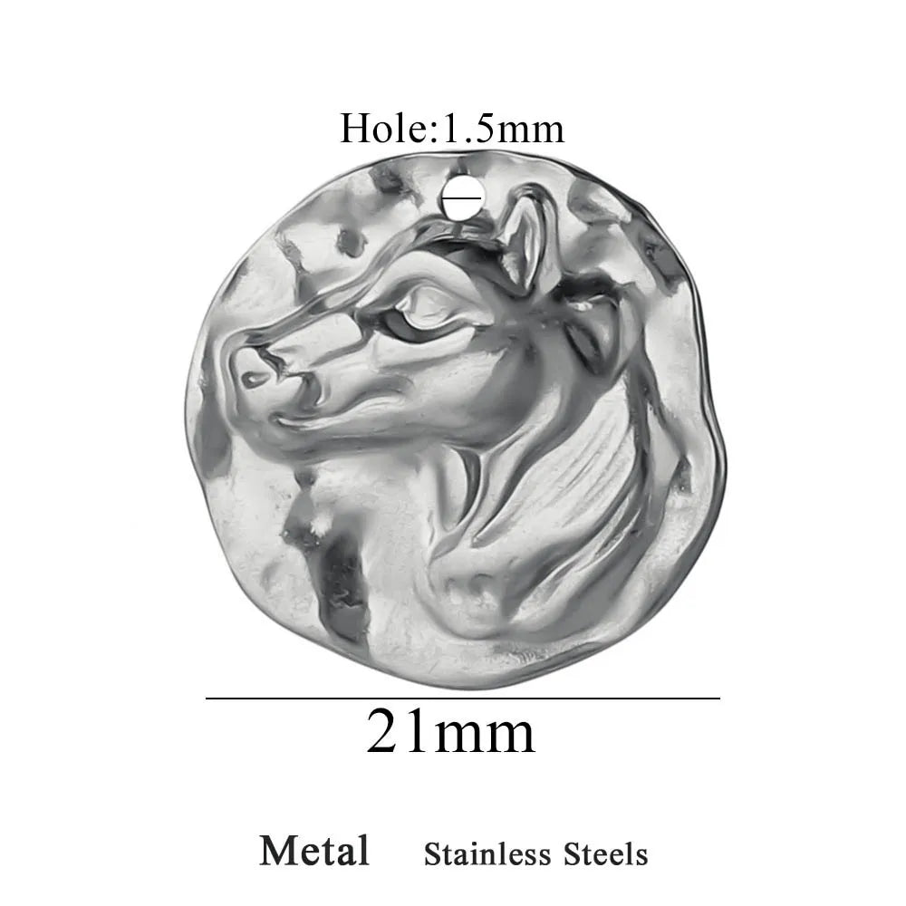 5 Stück Edelstahl-Anhänger, vergoldet, für die Schmuckherstellung, runde böse Tiere, Anhänger für DIY-Halsketten, Ohrringe, Armbänder, Zubehör