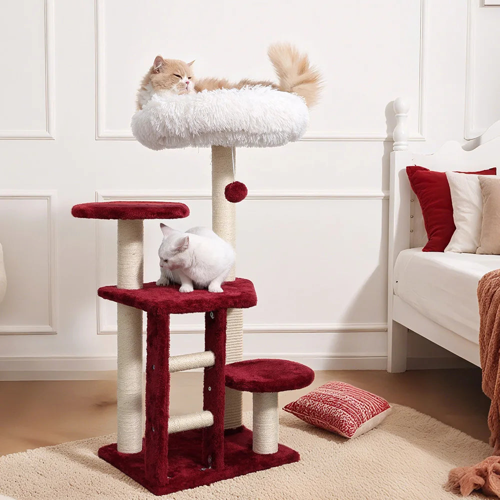 Medium Cat Tree: Green Staircase Multi-Tier Cat Tower with Scratching Post and Cozy Perch Cat Climbing Frame Petoria Store