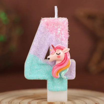 Einhorn Zahlenkerzen für Kindergeburtstag 0–9