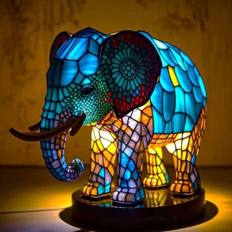 Animal Series Desk Lamp LED Decorative Night Stand Light Lamp Colorful Vintage Stained Resin Table Lamp Home Accessories Petoria Store