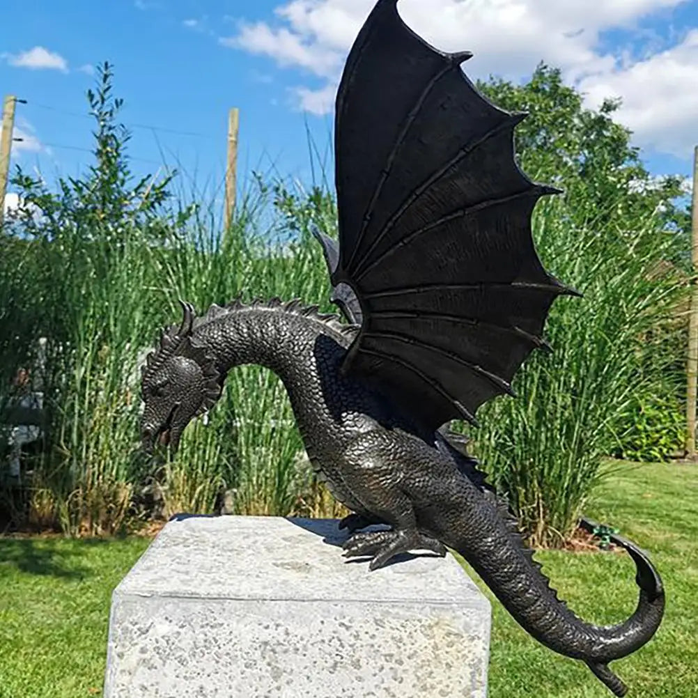 Fountain Dragon Ornament, Garden Dragon Statue, Fountain Dragon Ornament, Resin Water Feature Sculpture, Home Garden Decor Petoria Store