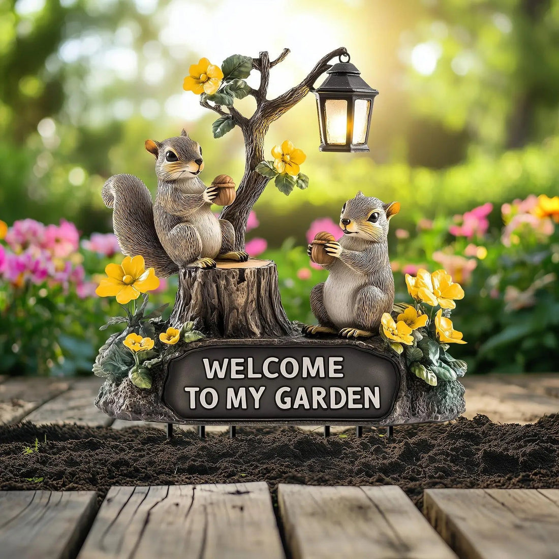 Squirrel Decorative Garden Stake 2D Planter Pot Decor for Bonsai Courtyard Petoria Store