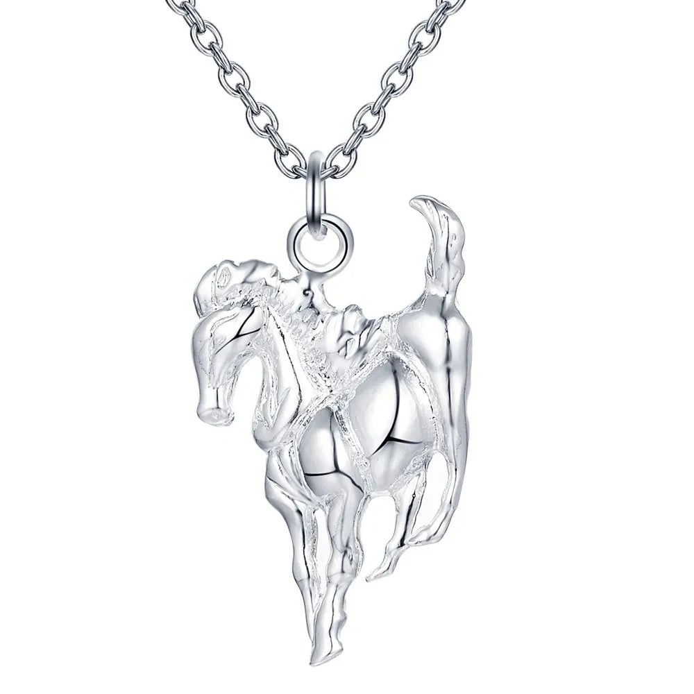 Modemarke Halskette aus 925er-Sterlingsilber für Damen, luxuriöser Hochzeitsschmuck, elegante Pferdeanhänger-Kette