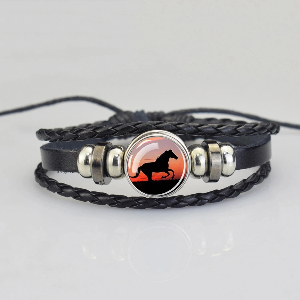 Lederarmband mit Pferdekopf für Damen und Herren